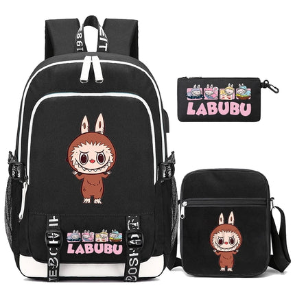 3Pcs/set Cute Backpack Shoulder Bag Pencil Case Boy Girl Teen Student Backpack Schoolbag Women Large Capacity Travel Bag Mochila