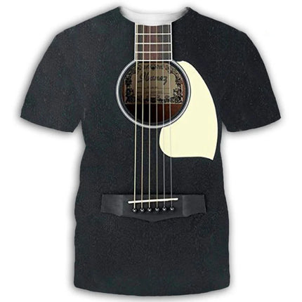 2021 New Men 3d Guitar Printed Fashion Hot Short Sleeves T Shirt Daily Short Sleeve Tee Tshirt Female Psychedelic Clothes