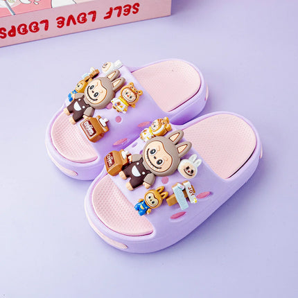 New Popular Cartoon Brown Versatile Eva Slippers for Boys and Girls, Fashionable Double Soft-Soled Non-Slip Sandals 831