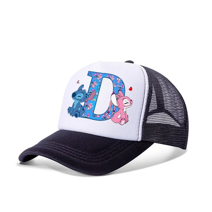 Disney Stitch Parent-child Baseball Cap Cartoon Letter A-Z Printed Peaked Cap Men Women Kids Summer Fashion Sunscreen Cute Caps