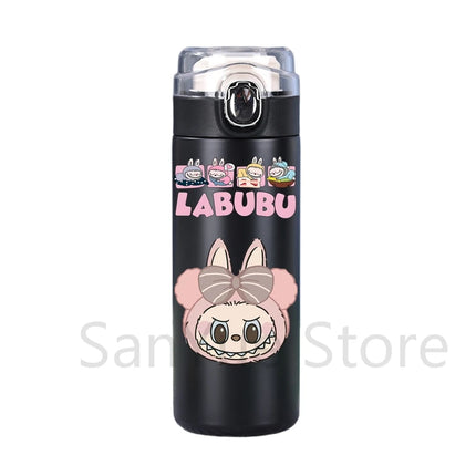 400Ml Water Bottle Cartoon Printed Thermos Cup Pocket Stainless Steel Thermal Coffee Mug Vacuum Insulated Flask Cup Kid Gift