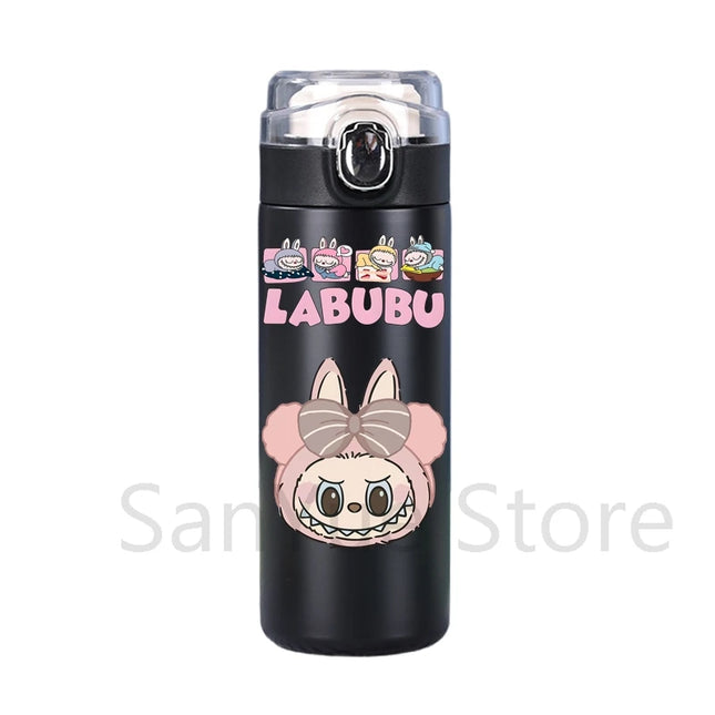 400Ml Water Bottle Cartoon Printed Thermos Cup Pocket Stainless Steel Thermal Coffee Mug Vacuum Insulated Flask Cup Kid Gift