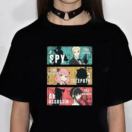 Anya T-shirt Women Y2K Manga Designer Cotton Tshirt Girl fashion O-neck Casual Loose 2000s Clothing Top T Shirt Oversized Tees