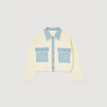 Women Patchwork Fringes Denim Jackets Coats Baggy Long Sleeves Spring Summer Jeans Tops Distressed High Street Elegant Lady Coat