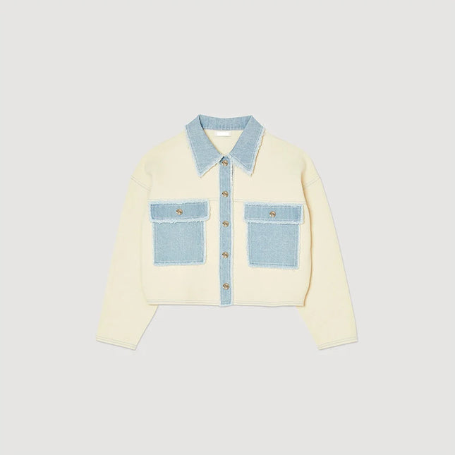 Women Patchwork Fringes Denim Jackets Coats Baggy Long Sleeves Spring Summer Jeans Tops Distressed High Street Elegant Lady Coat