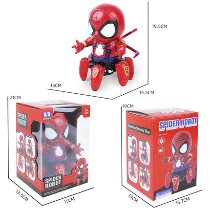 Spider-Man Dancing Robot Toy 6 Legs Electric Remote Control Marvel Superhero Action Figure LED Light Up For Kids Gift