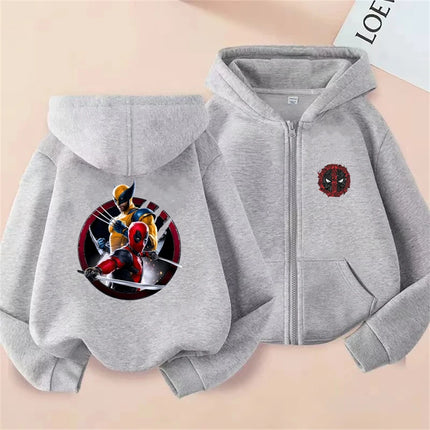 Deadpool & Wolverine Children Zipper cardigan Hoodies Girl Boy Kids Autumn Winter Clothing  Casual black Tops Sweatshirts