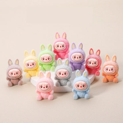 Mini Labubu Doll Macaron Plush Cute Mini Doll Anime Figurine Model Ornament Cute Blind Bag Keychain Pendant Mystery Box Gifts