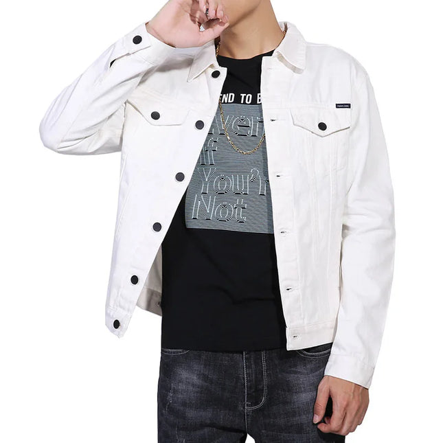 Men Cargo Casual Denim Jackets Slim Solid Color Outwear Coats For Male Size M-3XL