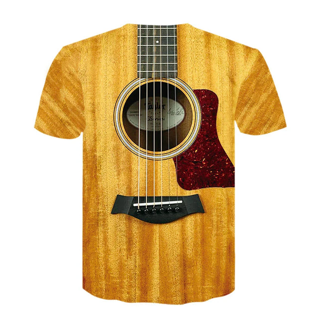 2021 New Men 3d Guitar Printed Fashion Hot Short Sleeves T Shirt Daily Short Sleeve Tee Tshirt Female Psychedelic Clothes