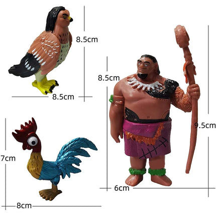 10pcs/set  Moana Princess Maui Chief Tui Tala Heihei Pua Action Figure Brinquedo Toys For Children New Year Gift