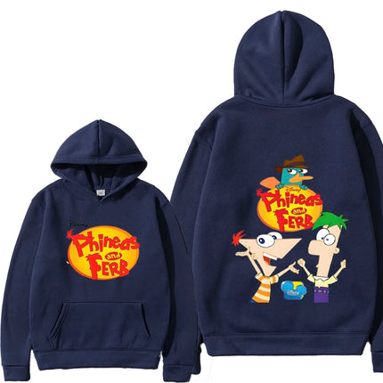 Phineas and FETRS KIds Pocket Hoodies For Boys and Girls Aged 2-12 Casual Harajuku Street Long Sleeved Printed Tops