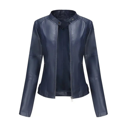 Faux Leather Jacket Women 2025 Autumn Spring Women's Moto Biker Jacket Red Black Coat Outerwear Brown Purple Blue 3xl 4xl Coffee