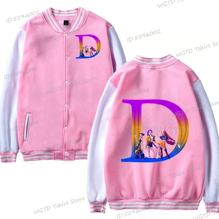 Hot Movie Lover Baseball Bomber Jacket Clothes Child Girl Letter A-Z Kids' Pink Bomber Jacket Gifts Fashion Clothes Gift