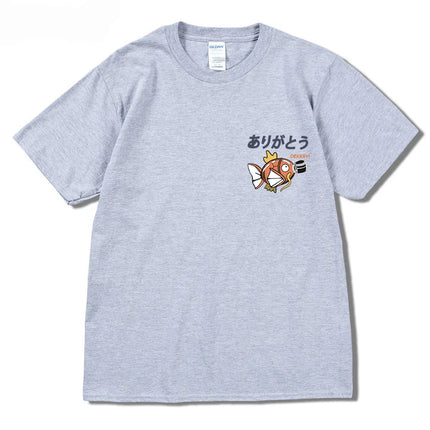 2024 Japanese fun ramen fish print hip hop men's casual comfortable cotton short sleeve T-shirt
