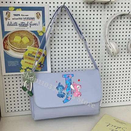 Disney Stitch Nylon Waterproof Shoulder Bag Women Anime Fashion High-capacity Crossbody Bags Students Commute Portable Handbag