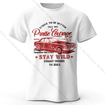 Men's Old Car Printed T-Shirt 100% Cotton Oversized Vintage Old School Graphic Tees for Men Women Summer Tops