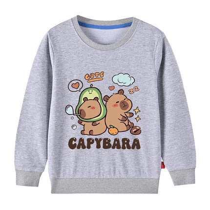 Cute Capibara Cotton Sweatshirt For Boys And Girls Children's Funny Hoodies For Autumn Kids Long Tshirt Outdoor Sports Sweater