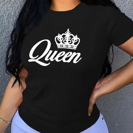 Summer Women's T-shirt Casual Black Short Sleeved Tee Korean Printed Loose Top Design Clothes Madam Oversizeed Simple Tshirts