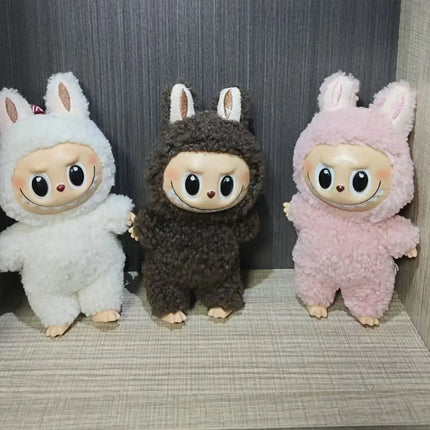 15CM Cute Labubu Plush Doll Keychain Toys Kawaii Macaroon Labubu Vinyl Face peluche Dolls Pendant Keychain Christmas  Kid Gift