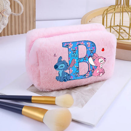 Disney Stitch Plush Cosmetic Bag for Women Anime Cartoon Fashion Makeup Pouch Girls Cosmetics Storage Bags Washing Handbag Gifts