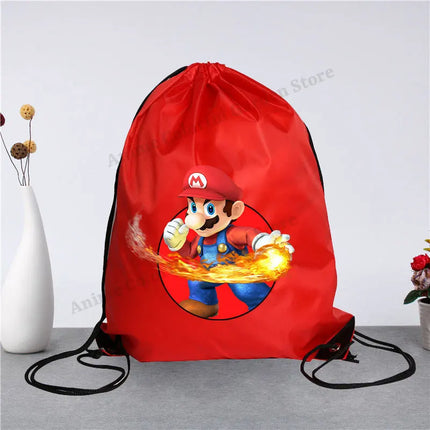 Super Mario Drawstring Bag for Men Women Anime Cartoon Portable Shopping Bags Fashion Simple Handbag Fitness Yoga Storage Pouch