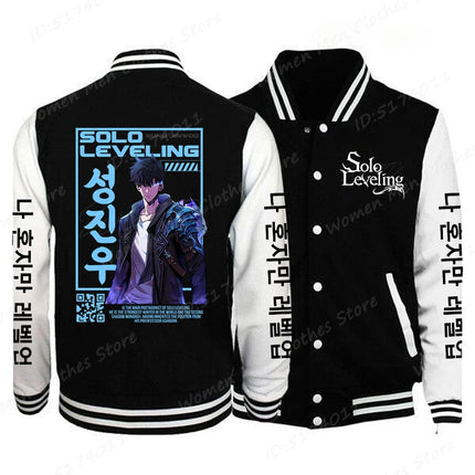 Solo Leveling Sung Jinwoo Print Baseball Jacket Men Women Fashion Street Style Coat Tops Anime Solo Leveling Anime Jacket