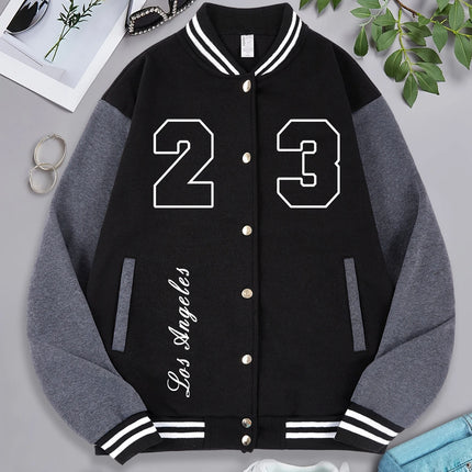 America Los Angeles Men Baseball Uniform Lucky Number 23 Hoodies Fleece fur-liner American Jacket Man Casual Spring Autumn Tops