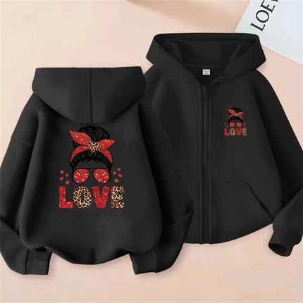 Bow Pink Children's Hoodie Zipper tops Girls' cardigan Coat Sweatshirt Kids Clothing Age 3-12 Toddler Top festival Gift