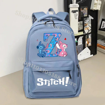 Disney Stitch Large Capacity Backpack Students Cartoon Nylon Waterproof Schoolbag Boys Girls Stationery Books Storage Bag Gifts