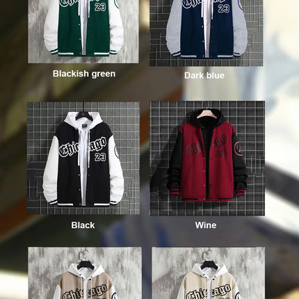 Men's Spring and Autumn Seasons Fashion Brand American Baseball Coat Loose Casual   Jackets for Men