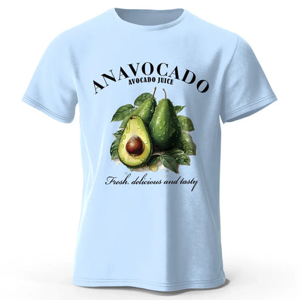 100% Cotton Fresh Avocado Tee - Minimalist Fruit Design Soft Comfortable Basic Top for Casual Everyday Wear
