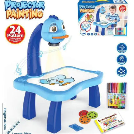 Kids Painting Board Toys Children LED Projector Art Painting Table Desk Arts Toy  Educational Learning Paint Tool Toy For Girl