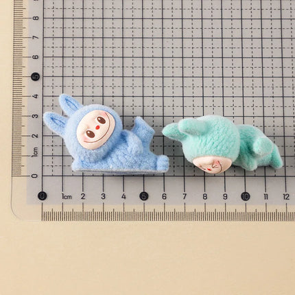 Mini Labubu Lying On The Side Doll Macaron Anime Figurine Model Ornament Cute Blind Bag Keychain Pendant Mini Ornament Kid Gifts