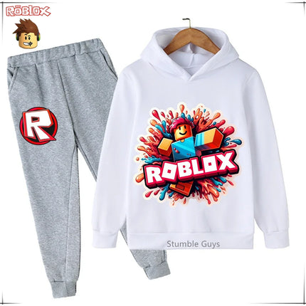 Roblox Kids Fashion Hoodie Set Anime Character Graphic Spring Autumn Boys Clothes Girls Casual Sweatshirt