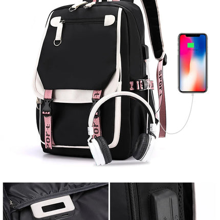 Disney Beauty and the Beast Backpacks Teenager USB Charging Laptop Backpack Women Men Rucksack Travel Bag Mochila