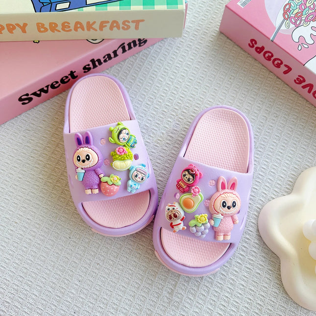 Popular  Labubu  Fruit Versatile  Eva Slippers Fashionable Double Soft-Soled Non-Slip Sandals