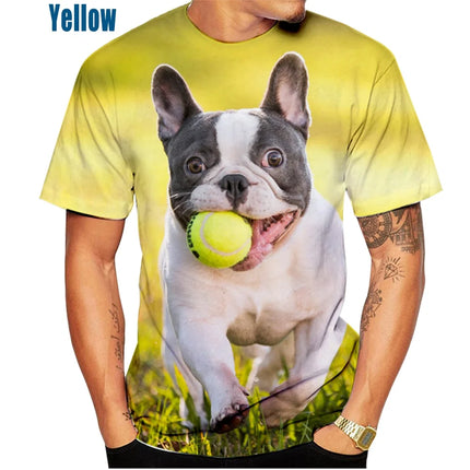 Summer New Fashion Summer Cute French Bulldog 3d Printing Men's T-shirt Woman Casual Trend Tee Top