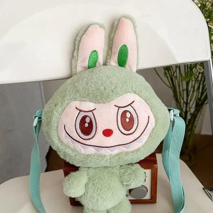 Cute Plush Crossbody Bag Cartoon Elf Surrounding Soft Polyester Single Shoulder Satchel Machine Catcher Bag Zipper Closure