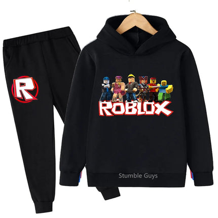 Roblox Kids Fashion Hoodie Set Anime Character Graphic Spring Autumn Boys Clothes Girls Casual Sweatshirt