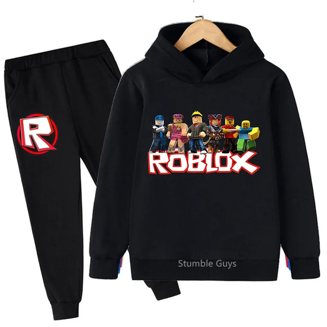 Roblox Kids Fashion Hoodie Set Anime Character Graphic Spring Autumn Boys Clothes Girls Casual Sweatshirt