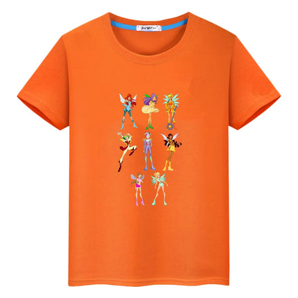 Winx print Cartoon 100%Cotton t shirt for kids boy 10year anime Short  pride tshirt Winx Cute Tops y2k girl clothes baby clothes