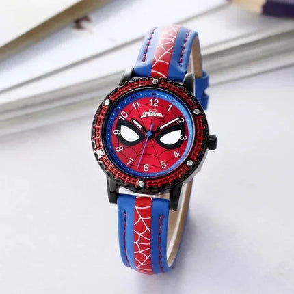 Disney Spider man Children Watches Captain Leather Quartz Kids WristWatch The Men Clock Gifts Toys