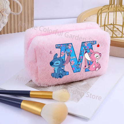 Disney Stitch Plush Cosmetic Bag for Women Anime Cartoon Fashion Makeup Pouch Girls Cosmetics Storage Bags Washing Handbag Gifts
