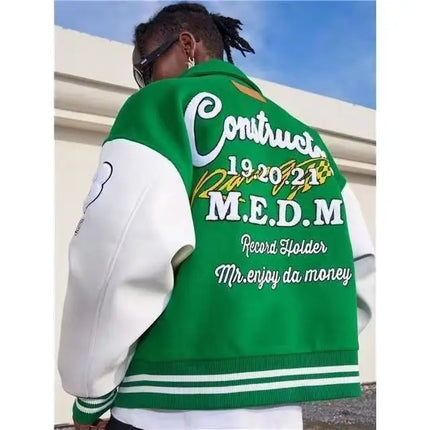 American High Street Jacket for Men Ins Style Embroidered Couple Baseball Uniform Retro Loose Coat Autumn and Winter Fashion New