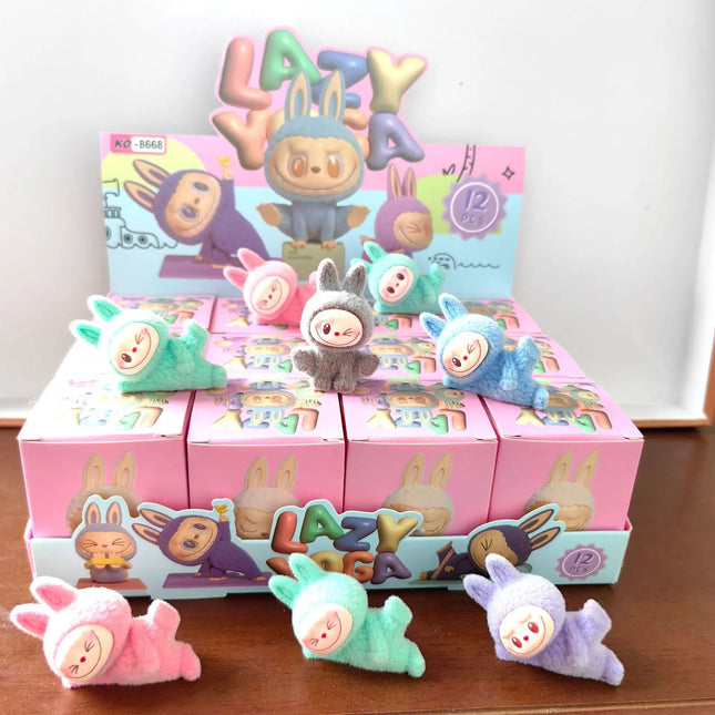 LABUBU Blind Box Trendy Cartoon Flocking LABUBU Cloth Diy Cute Desktop Car Three-dimensional Ornaments Pendant Decoration Gift