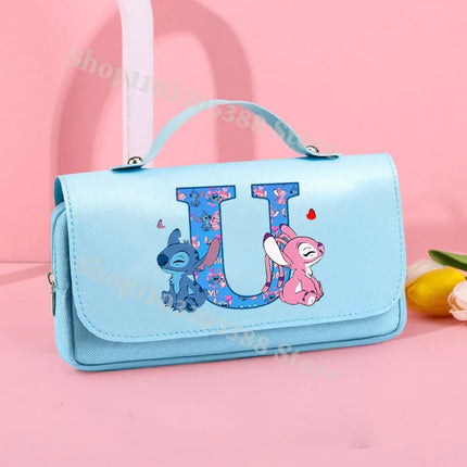 Disney Stitch High-capacity Pencil Case Students Letter A-Z Printed Pen Bags Boys Girls Stationery Storage Box School Supplies