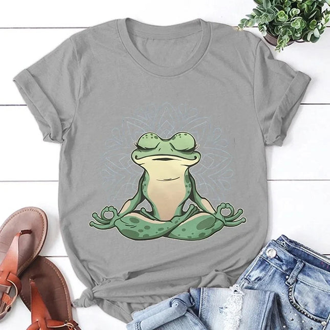 Frog Yoga Printing T Shirt Men Women T-Shirt Harajuku T Shirt Unisex Fashion Summer Tshirts Ladies Oversized O-Neck Tops Tee