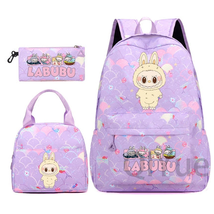 3Pcs/set Backpack for Girl School Teen Student Knapsack Women Rucksack with Lunch Bags Pencil Bag Fish Scale Style Bags