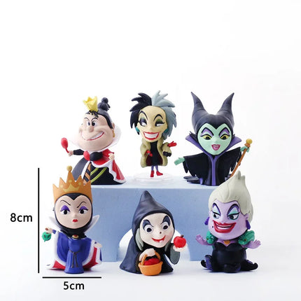 6pcs/set Disney Maleficent PVC Action Figure Dolls Villains Series Evil Queen Model Car Ornament Kids Toys Cake Decoration Gifts